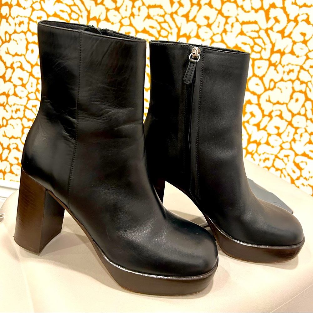 J.Crew platform stacked-heeled boots in leather